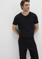 Resim Mavi V Yaka Erkek T-Shirt M063748-900