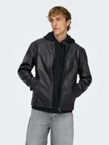 Resim Only & Sons Onsmike Pu Racer Jacket Otw Vd Noos Erkek Deri Mont Ve Ceket 22012339