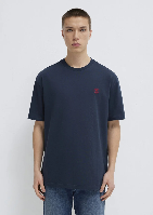 Resim Mavi Erkek T-Shirt M067074-33207 Logo Nakışlı