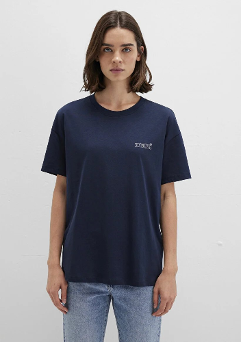 Resim Mavi Kısa Kollu Kadın T-Shirt M1611309-70490