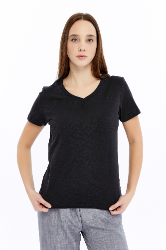 Resim Viole&More 1002 Flamlı  V Yaka Kadın T-shirt