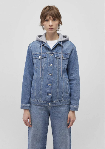 Resim Mavi Karla Kadın Jean Ceket M110154-85296