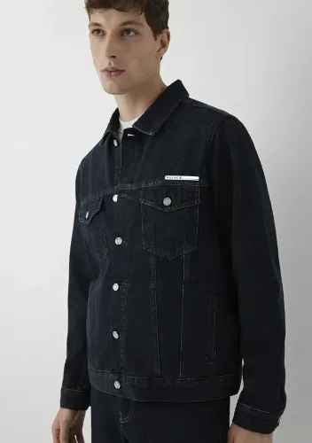 Resim Mavi Erkek Jean Ceket M0110273-A4087