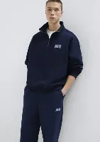 Resim Mavi Yarım Fermuarlı Erkek Sweat M0S10208-70497