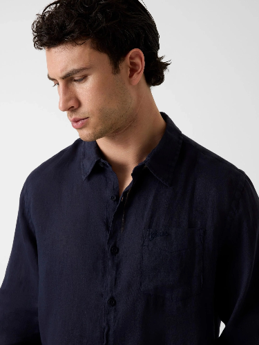 Resim Guess  Erkek  Gömlek M6GH59W1827-F73J Eco Napa Lınen Solıd Ls Shırt