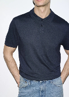 Resim Mavi Polo Yaka Erkek T-shirt M0613163-83699