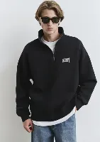 Resim Mavi Yarım Fermuarlı Erkek Sweat M0S10208-900