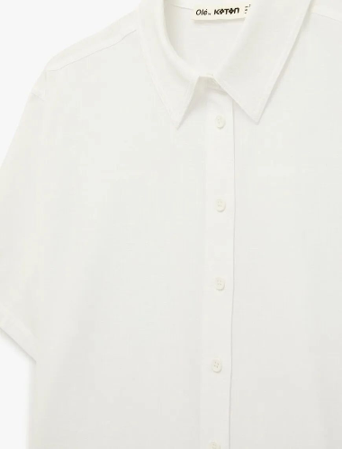 Resim Koton Kadın Kısa Kol Gömlek 6SAL60004IW