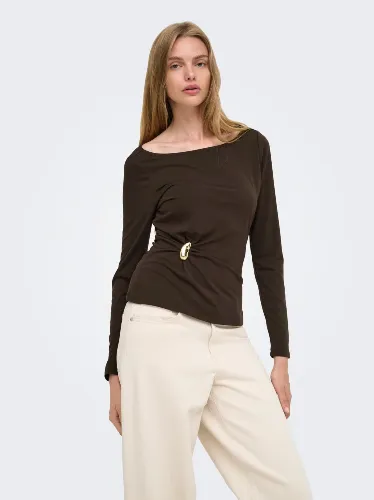 Resim Only Onlelena L/S Boatneck Metal Top Jrs Noos Kadın T-shirt 15380314