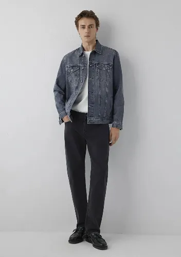 Resim Mavi Erkek Jean Ceket M010143-A4066