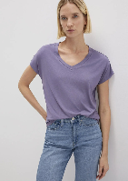 Resim Mavi Basıc V Yaka Kadın T-Shirt M167714-70608