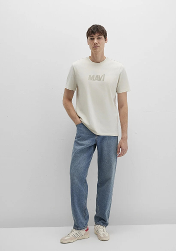 Resim Mavi Logo Erkek T-shirt M0612896-70134