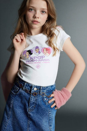 Resim Defacto Kız Çocuk T-shirt H3843A8/ER105