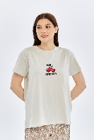 Resim Viole&More Kadın T-Shirt Yk22 Cherry Baskılı