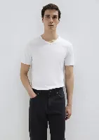 Resim Mavi V Yaka Erkek T-Shirt M063748-620