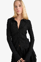 Resim Defacto Kadın Uzun Kol Gömlek F9284AX/BK81