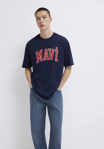 Resim Mavi Logo Tişört Koyu Lacivert Erkek T-Shirt M0611711-84371