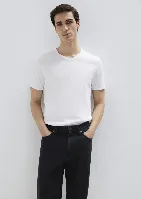 Resim Mavi V Yaka Erkek T-Shirt M063748-620