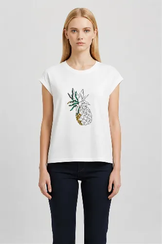 Resim Perspectıve-Kelebek Tekstil Kadın T-shirt