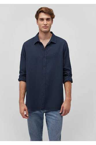 Resim Mavi Uzun Kol Erkek Gömlek M0211650-70490