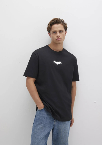 Resim Mavi Batman Reflektör Baskılı Erkek T-shirt M066878-900
