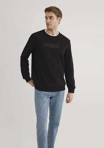 Resim Mavi Baskılı Erkek Sweat M066303-900