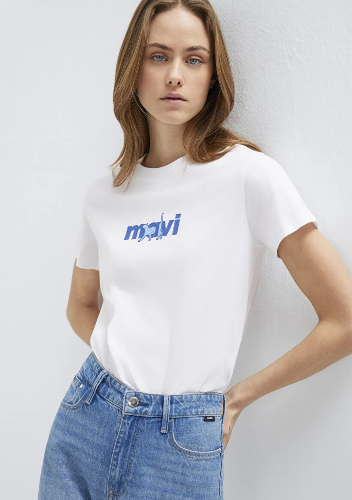 Resim Mavi Baskılı Kadın T-Shirt M1613287-620