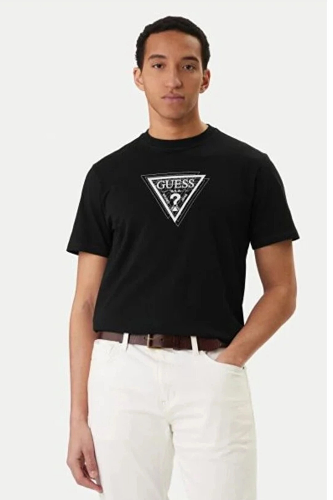 Resim Guess  Erkek  T-shirt M6RI23K8FQ4-JBLK Ss Cn Terry Logo Tee