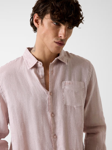 Resim Guess  Erkek  Gömlek M6GH59W1827-F6BX Eco Napa Lınen Solıd Ls Shırt