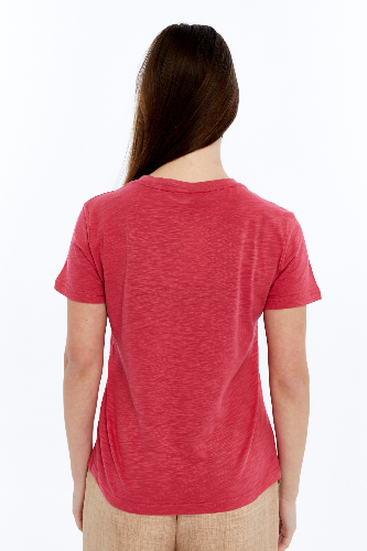 Resim Viole&More 1001 Flamlı Cepli V Yaka Kadın T-shirt