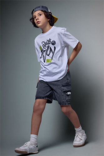 Resim Defacto Erkek Çocuk Kot&Kanvas Şort G9738A8/NM55