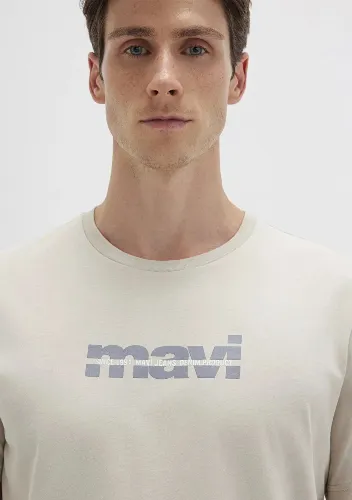 Resim Mavi Baskılı Erkek T-shirt M0610943-70144