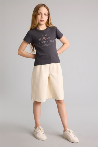 Resim Defacto Kız Çocuk Kot&Kanvas Şort G6366A8/ER233