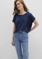 Resim Mavi Kısa Kol Kadın T-Shirt M167245-70487