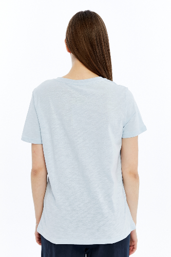 Resim Viole&More 1001 Flamlı Cepli V Yaka Kadın T-shirt