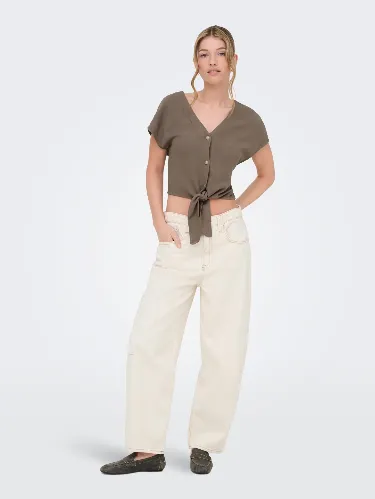 Resim Only Onlsıesta Ss Knot Lın Bl Shırt Pnt Noos Kadın Gömlek 15322270