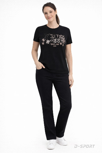 Resim Guess Athleisure  Kadın  T-shirt V6GI11K2978-JBLK Solange Ss Cn T-Shırt