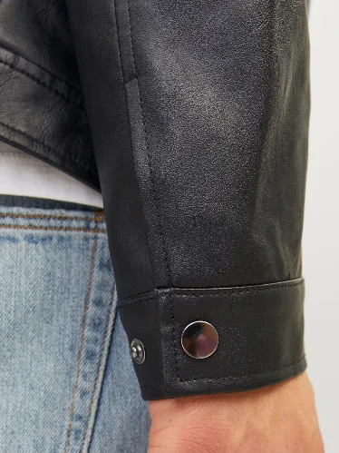 Resim Jack & Jones Jjedylan Pu Bıker Jacket Noos Erkek Deri Mont  ve Ceket 12261196