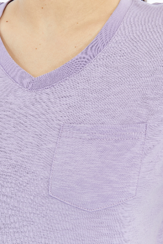 Resim Viole&More 1001 Flamlı Cepli V Yaka Kadın T-shirt