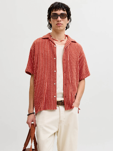 Resim Jack & Jones Jorcoba Strıpe Resort Shırt Ss Sn Erkek Gömlek 12271060