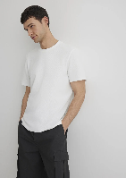 Resim Mavi Erkek Bisiklet Yaka T-Shirt M0610277-70054