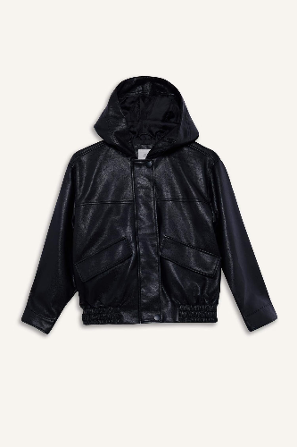 Resim Defacto Kız Çocuk Deri Mont F9111A8/BK27