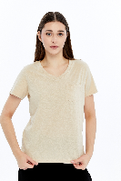 Resim Viole&More 1001 Flamlı Cepli V Yaka Kadın T-shirt