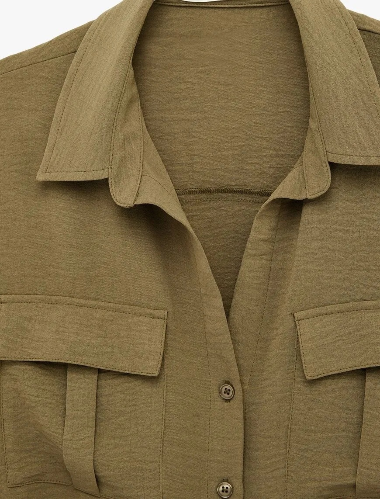 Resim Koton Kadın Kısa Kol Gömlek 6SAL60005IW