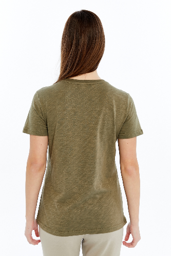 Resim Viole&More 1001 Flamlı Cepli V Yaka Kadın T-shirt