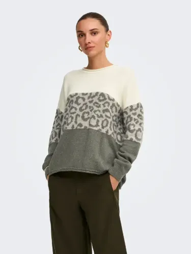 Resim Only Onljade Anımal Ls O-Neck Knt Noos Kadın Kazak 15294969