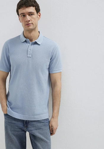 Resim Mavi Polo Yaka Erkek T-shirt M0613151-70829