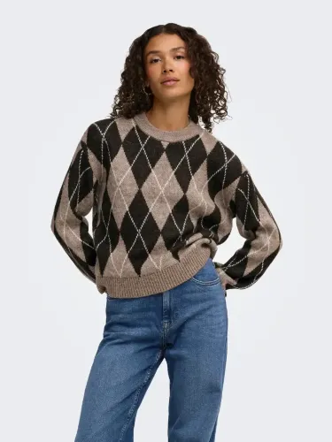 Resim Only Jdybıanka L/S Argyle Pullover Knt Kadın Kazak 15381327
