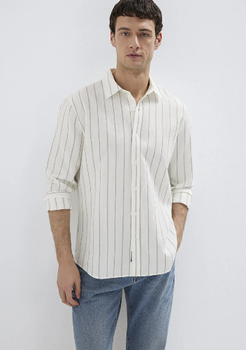 Resim Mavi Çizgili Uzun Kol Erkek Gömlek M0211384-80692