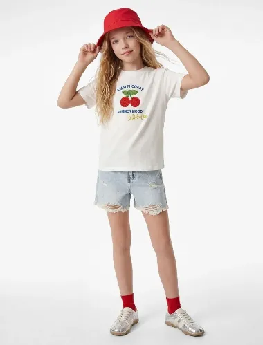 Resim Koton Kız Çocuk T-shirt 6SKG10589AK